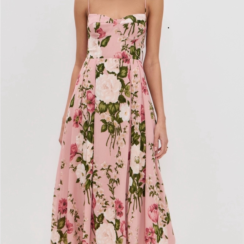 Reformation Pink Floral Midi Dress